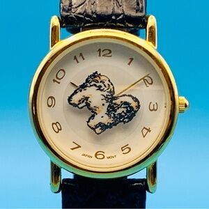 WRAP WATCH INC Men’s Vintage Quartz Wristwatch Spinning Dog Working New Battery